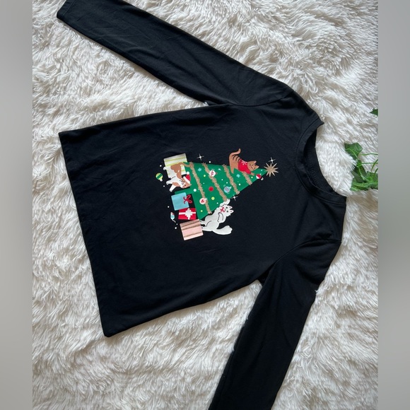 Cat & Jack Black Holiday Tree Long Sleeve Tee - Picture 10 of 16